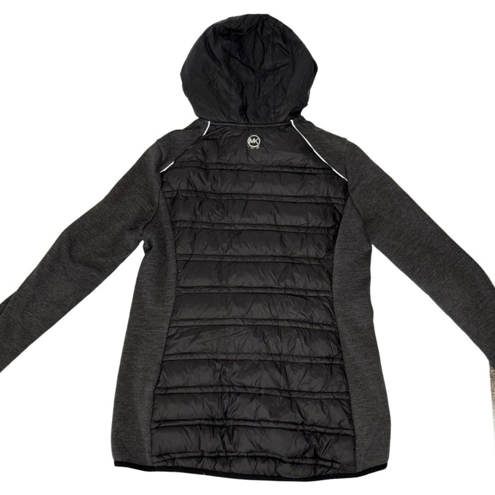 Michael Kors Black Knit-Sleeve Puffer Coat Hooded Zip Up Women's Size‎ Small - Picture 2 of 9